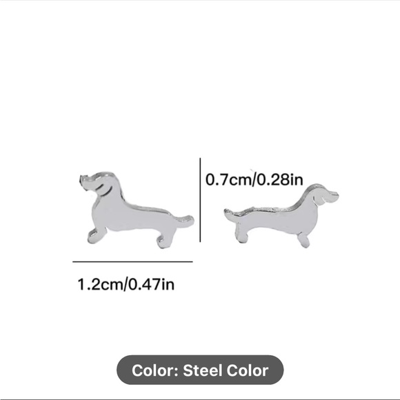 Stainless Steel Ear Studs Earrings, Vintage Simple Cute Puppy Earrings - Picture 2 of 5